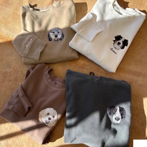 Embroidered Pet Portrait Pet Photo Custom Embroidered Sweatshirt photo review