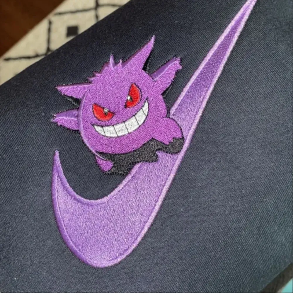 Anime Pokemon Black Gengar Embroidered Sweatshirt - TM