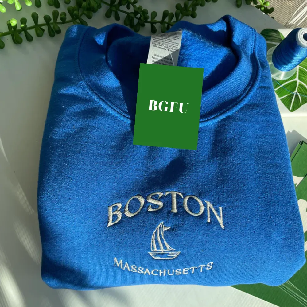 Boston Massachusetts Embroidered Sweatshirt