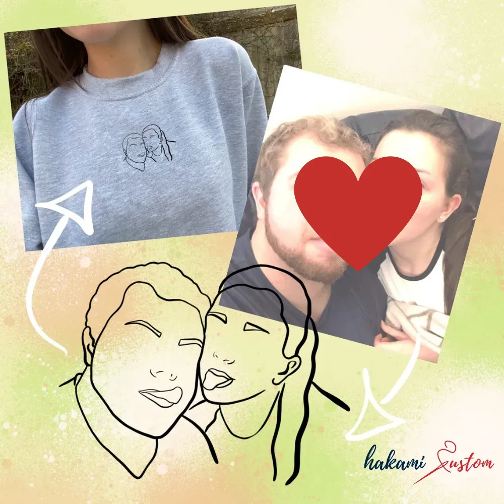 Personalized Embroidered Couples Portrait Sweatshirt
