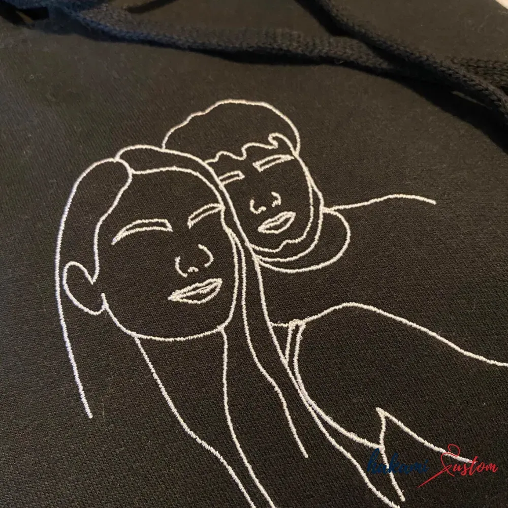 Personalized Embroidered Couples Portrait Sweatshirt