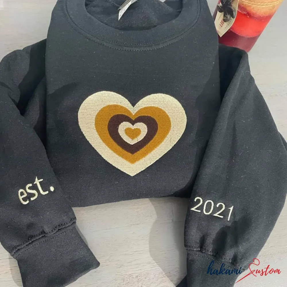 Anniversary date custom embroidered with heart sweatshirt