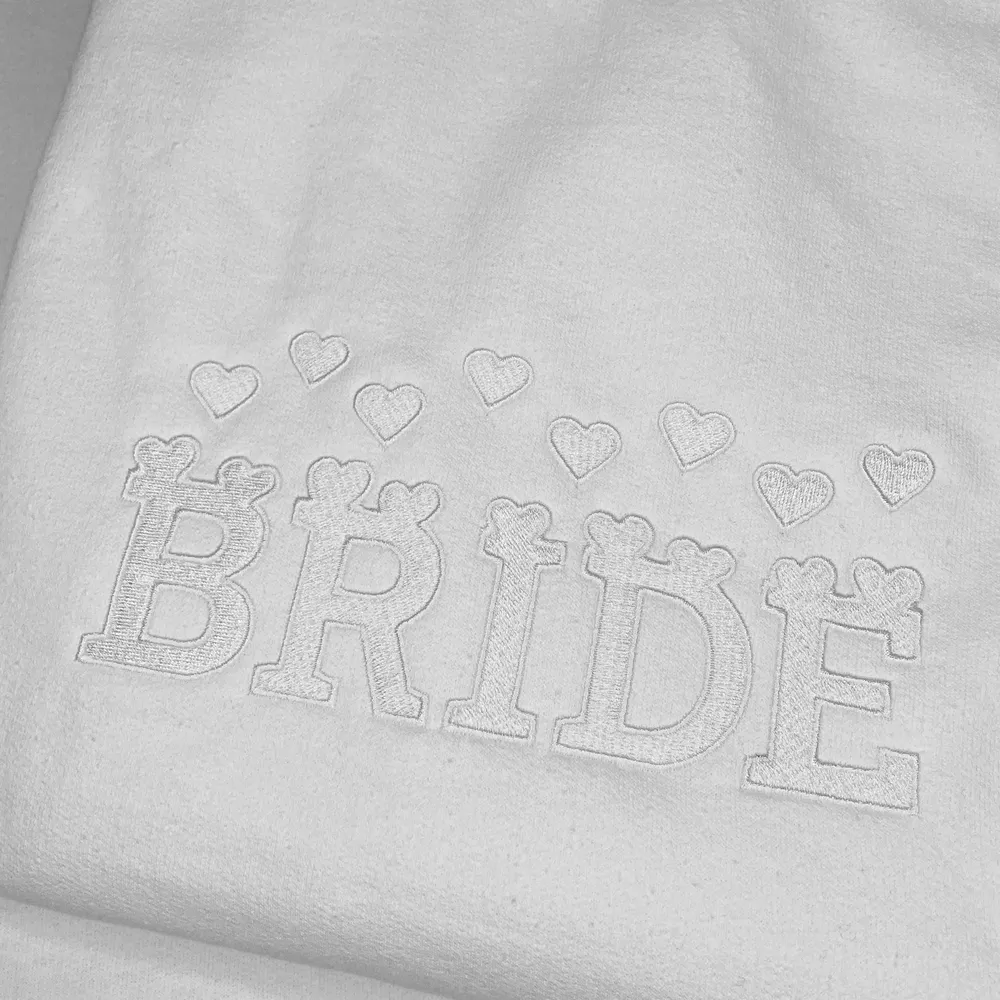 Hearts Bride Tone On Tone Embroidered Sweatshirt