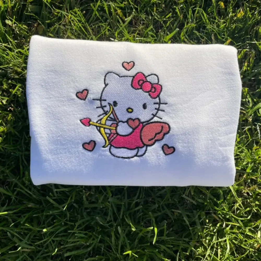 Hello Kitty Heart Cupid Embroidery Sweatshirts - TM