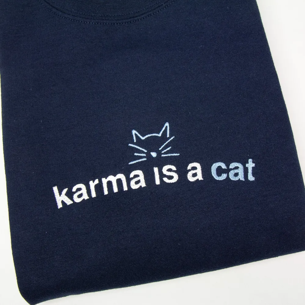 Karma is a Cat Crewneck, Midnights by Taylor Swift Embroidered Sweatshirt - TM
