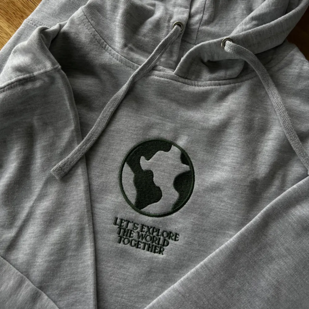 Lets explore the world together embroidered sweatshirt