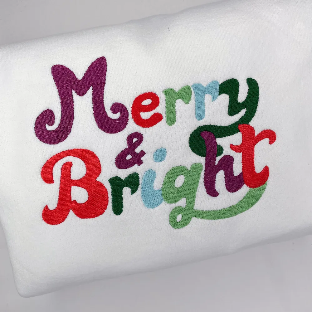 Merry & Bright Holiday Embroidered Sweatshirt