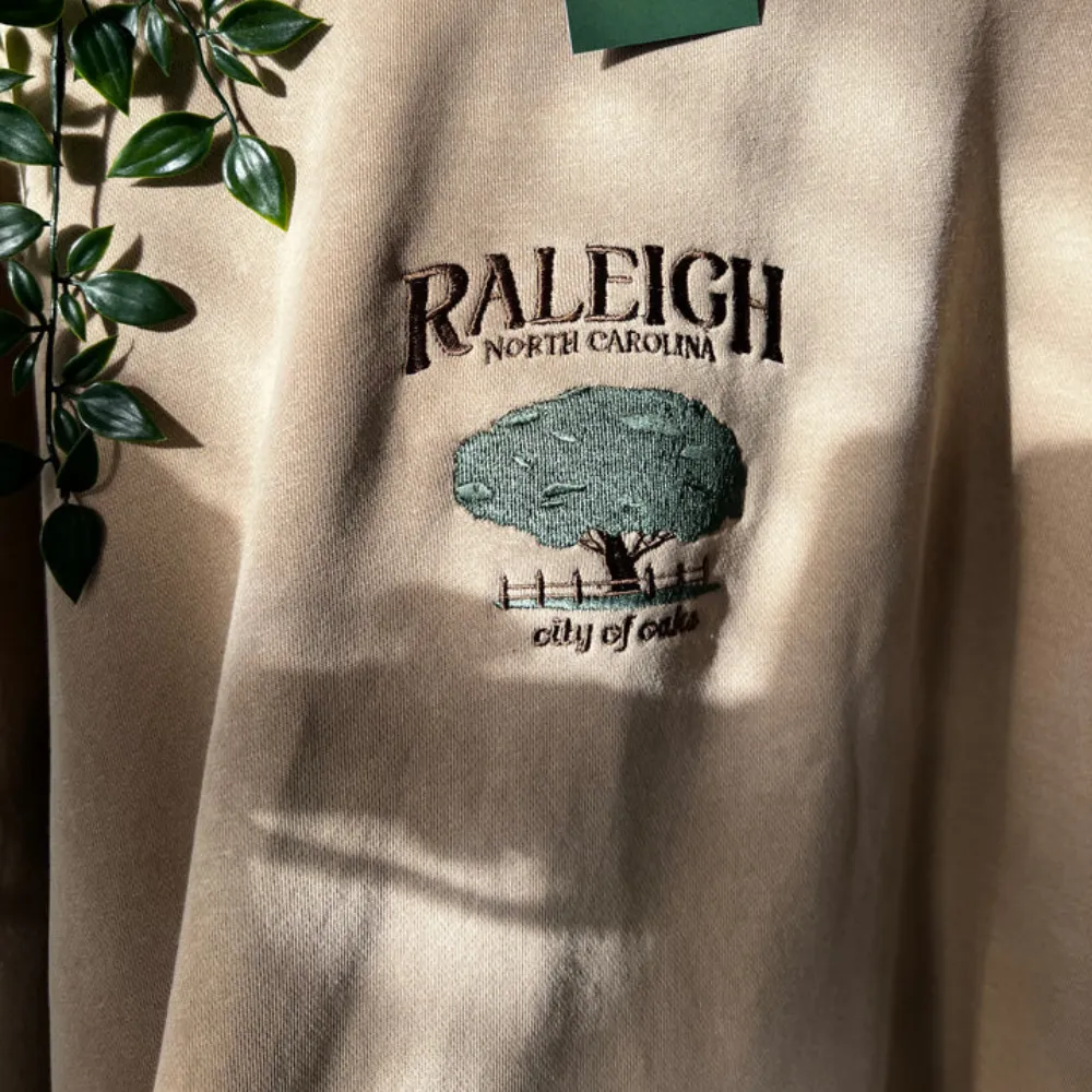 Raleigh, North Carolina embroidered sweatshirt