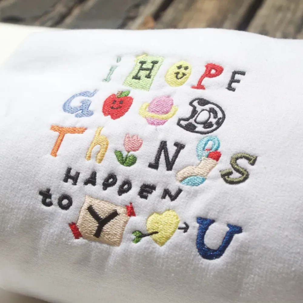 I Hope Good Things Happen To You Embroidered White Crewneck Sweatshirt