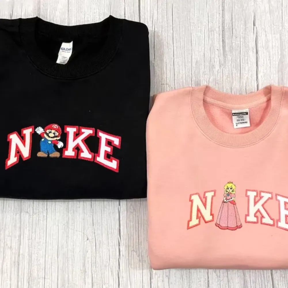 Nike Super Mario and Princess Peach Embroidered Sweatshirts - TM