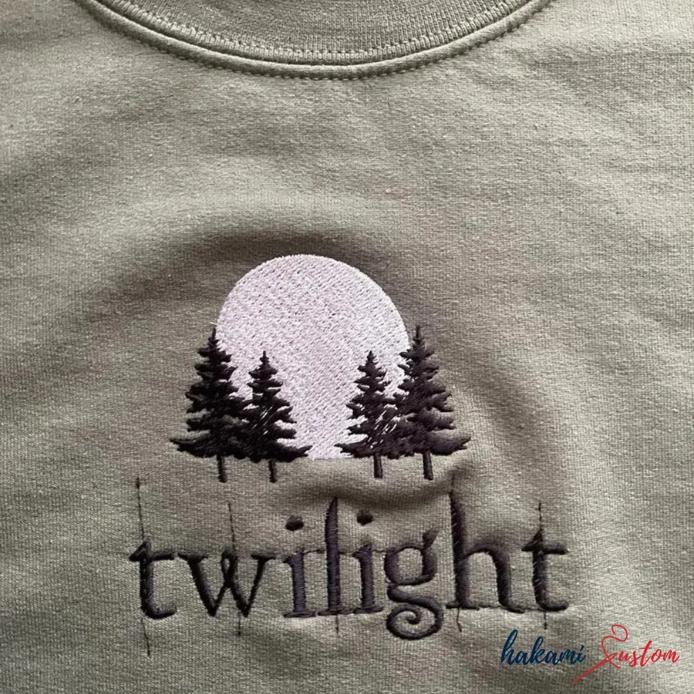 Twilight Moon and Tree Embroidered Sweatshirt